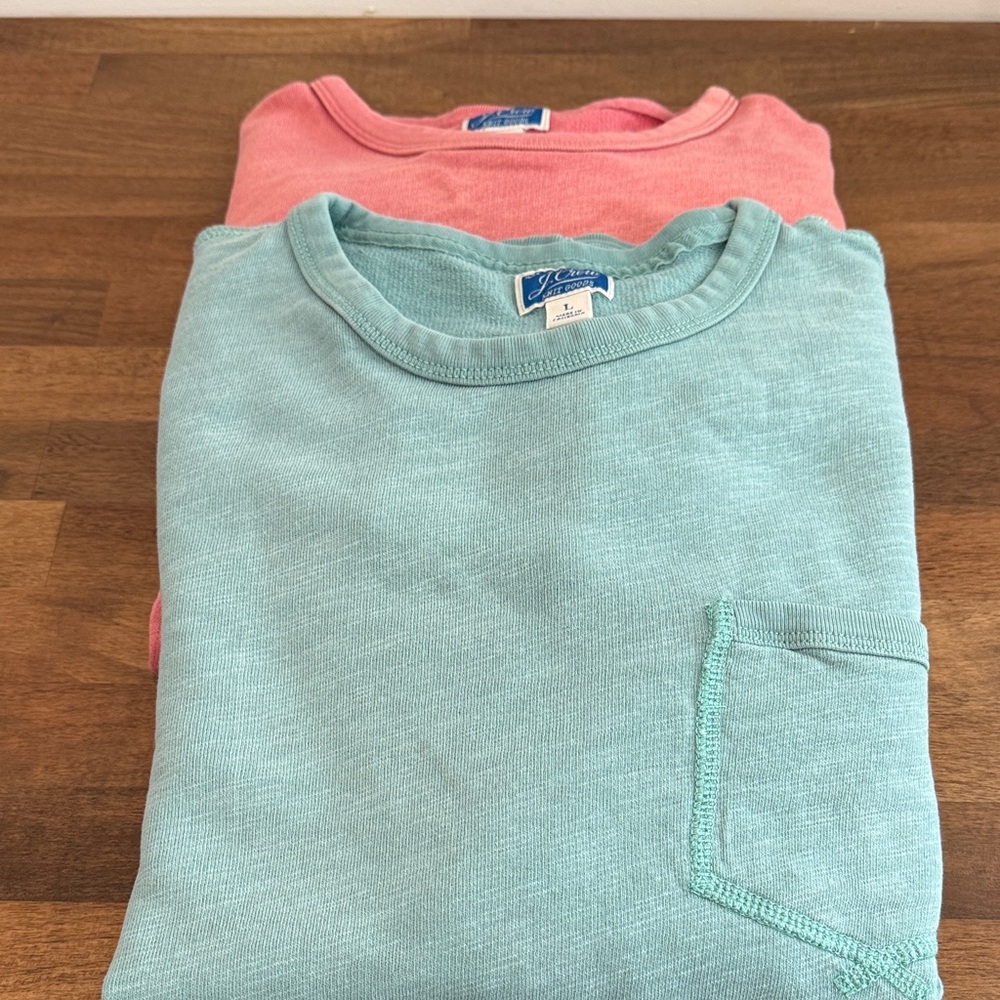J. Crew Men's Teal and Coral Sweatshirts